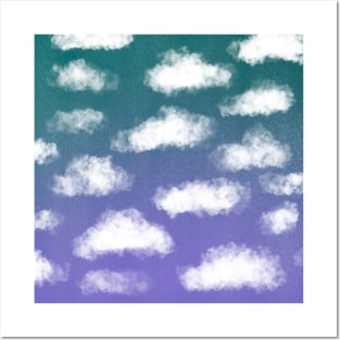 Clouds with Heavy Rain in Teal and Lavender Posters and Art